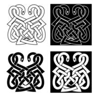 ornement celtique avec deux serpents entrelacés vecteur