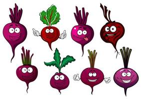 légumes de betterave pourpre isolés de dessin animé vecteur