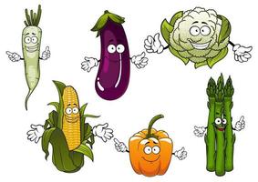 personnages de légumes de la ferme biologique de dessin animé vecteur