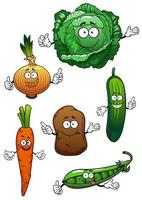 personnages de dessins animés de légumes frais et sains vecteur