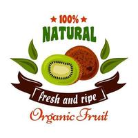 symbole de fruits biologiques naturels avec kiwi frais vecteur