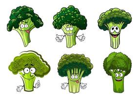 personnages de dessins animés de légumes brocoli vert vecteur