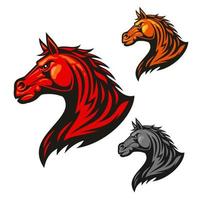 icônes de cheval furieux. emblèmes d'étalons stylisés vecteur