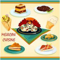 icône de sandwichs et de desserts de la cuisine mexicaine vecteur