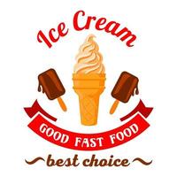 symbole de dessin animé de desserts de restauration rapide avec crème glacée vecteur