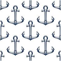 motif marin harmonieux avec ancres de navire bleu vecteur