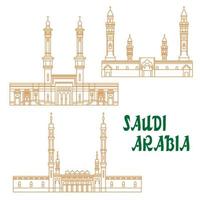 anciennes mosquées d'arabie saoudite icône de la ligne mince vecteur