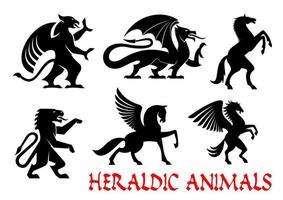 emblèmes d'animaux mythiques héraldiques vecteur