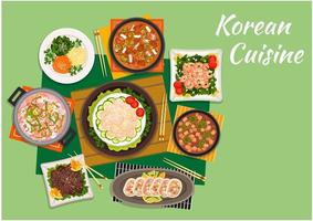 dîner de cuisine nationale coréenne vecteur