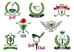 emblèmes et icônes de club de golf avec des éléments de jeu vecteur