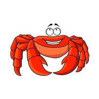 sympathique crabe rouge de dessin animé avec de grandes pinces vecteur