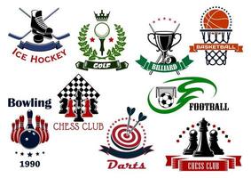icônes et symboles héraldiques de jeu de sport vecteur