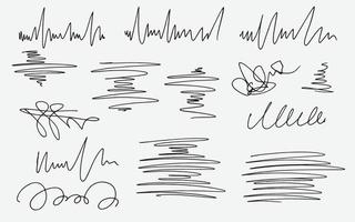 ensemble de stylo fragmentaire doodle et gribouillis isolé sur fond blanc, illustration vectorielle dessinée à la main vecteur