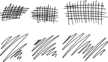 ensemble de stylo fragmentaire doodle et gribouillis isolé sur fond blanc, illustration vectorielle dessinée à la main vecteur