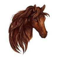 portrait de cheval brun avec une crinière ondulée vecteur