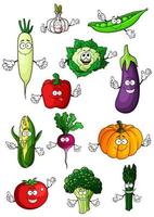 personnages de dessins animés de légumes biologiques sains vecteur