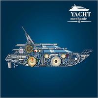 icône de mécanique de yacht de bateau à moteur à partir de pièces vecteur