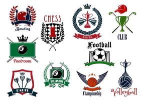 divers emblèmes sportifs et conception d'icônes vecteur