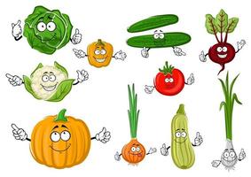 légumes frais et savoureux de la ferme de dessin animé vecteur