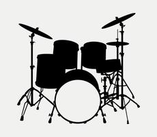 silhouette de kit de batterie acoustique, ensemble de batterie, instrument de musique à percussion vecteur