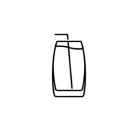 refroidisseur d'ambiance ou icône de verre à bière avec paille sur fond blanc. style simple, ligne, silhouette et épuré. noir et blanc. adapté au symbole, au signe, à l'icône ou au logo vecteur