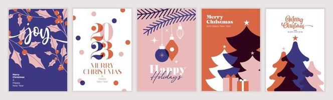 cartes de voeux joyeux noël et bonne année 2023. concepts d'illustration vectorielle pour l'arrière-plan, carte de voeux, carte d'invitation à une fête, bannière de site Web, bannière de médias sociaux, matériel de marketing. vecteur