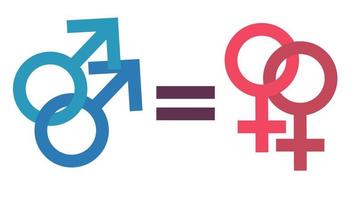 le concept d'égalité entre hommes et femmes. l'égalité gay et lesbienne. notion d'égalité des droits. l'égalité des sexes. vecteur