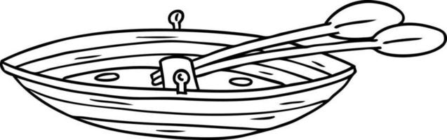 dessin au trait doodle d'un bateau en bois vecteur