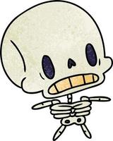 dessin animé texturé kawaii mignon squelette mort vecteur