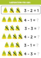 soustraction avec capuchon vert. jeu de mathématiques éducatif pour les enfants. vecteur