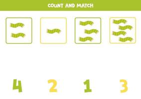 jeu de comptage pour les enfants. comptez toutes les écharpes et faites correspondre avec les chiffres. feuille de travail pour les enfants. vecteur