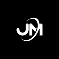 création de logo de lettre jm jm. lettre initiale jm cercle lié monogramme majuscule logo couleur blanche. logo jm, conception jm. jm, jm vecteur