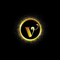 création de logo de lettre v pour la société de mode et de beauté et de spa. icône de vecteur de lettre v. v logo doré
