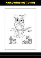 coloriage point à point d'halloween pour les enfants. conception de page de coloriage d'art en ligne pour les enfants. vecteur