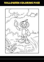 coloriage d'halloween pour les enfants. conception de page de coloriage d'art en ligne pour les enfants. vecteur