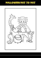 coloriage point à point d'halloween pour les enfants. conception de page de coloriage d'art en ligne pour les enfants. vecteur