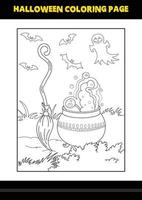 coloriage d'halloween pour les enfants. conception de page de coloriage d'art en ligne pour les enfants. vecteur