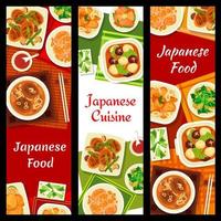 bannières vectorielles de cuisine japonaise, nourriture du japon vecteur