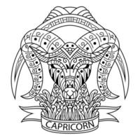 dessin au trait capricorne zodiak vecteur