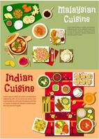 cuisine nationale indienne et malaisienne vecteur