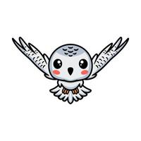 mignon petit dessin animé de hibou polaire blanc volant vecteur