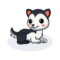 dessin animé mignon petit chien husky vecteur