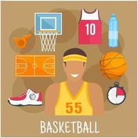 icône plate de garde de basket-ball pour la conception de sports de balle vecteur