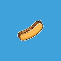illustration de dessin animé de vecteur de hot-dog, illustration de restauration rapide isolée sur fond bleu.
