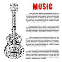 conception d'affiche de concert musical avec guitare de notes vecteur