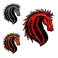 mascotte de dessin animé de cheval mustang sauvage vecteur