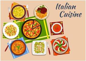 plats du menu de la cuisine italienne nationale vecteur