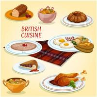 plats de cuisine britannique pour le petit déjeuner et le déjeuner vecteur