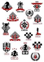 icônes, emblèmes et symboles de jeu de sport d'échecs vecteur
