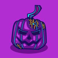 citrouille d'halloween dans un design vectoriel de style néon cyberpunk.